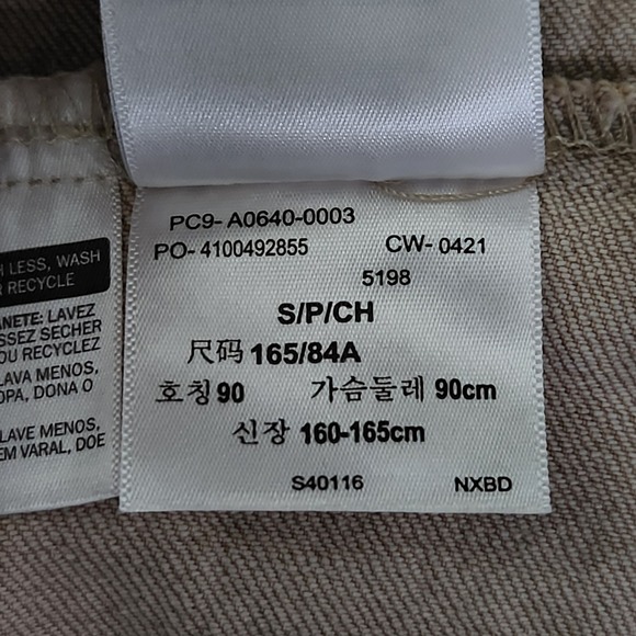 Levis Premium Stock Trucker Jacket Mens Small Khaki Corduroy Collar Cotton Blend - Picture 8 of 12